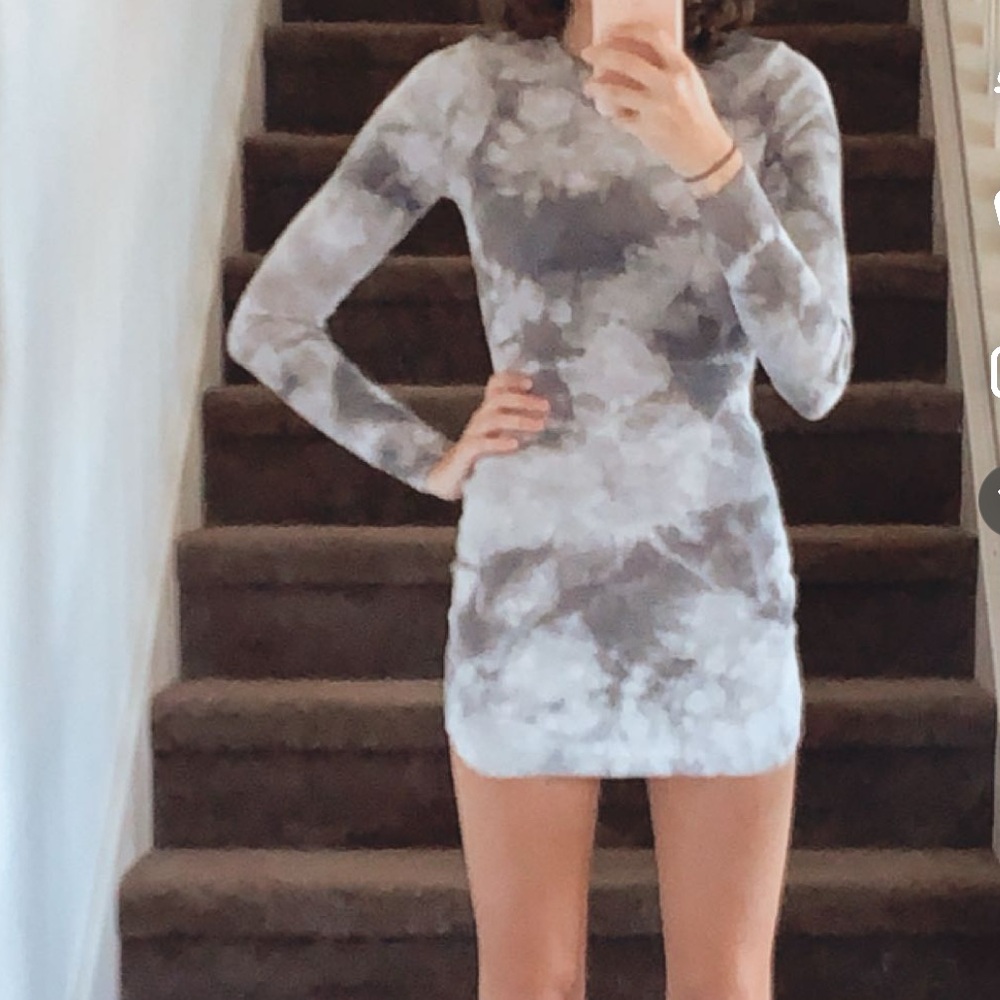 Emory Park grey marble long sleeve ribbed dress